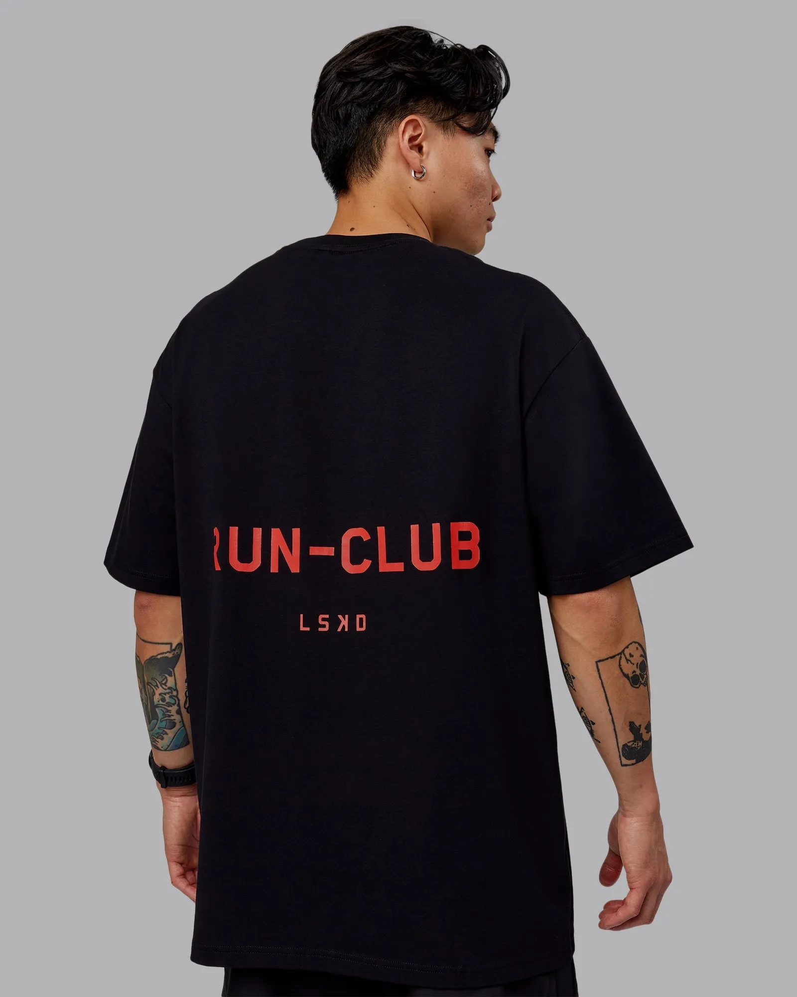 Unisex RUN CLUB FLXCotton Tee Oversize - Black-Cayenne