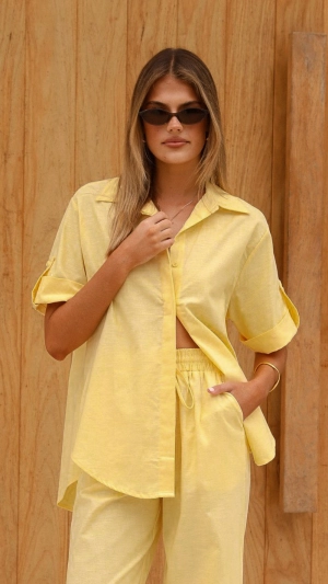 Vallerie Button Up Shirt - Yellow