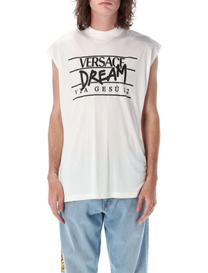 Versace Logo Printed Sleeveless Crewneck T-Shirt