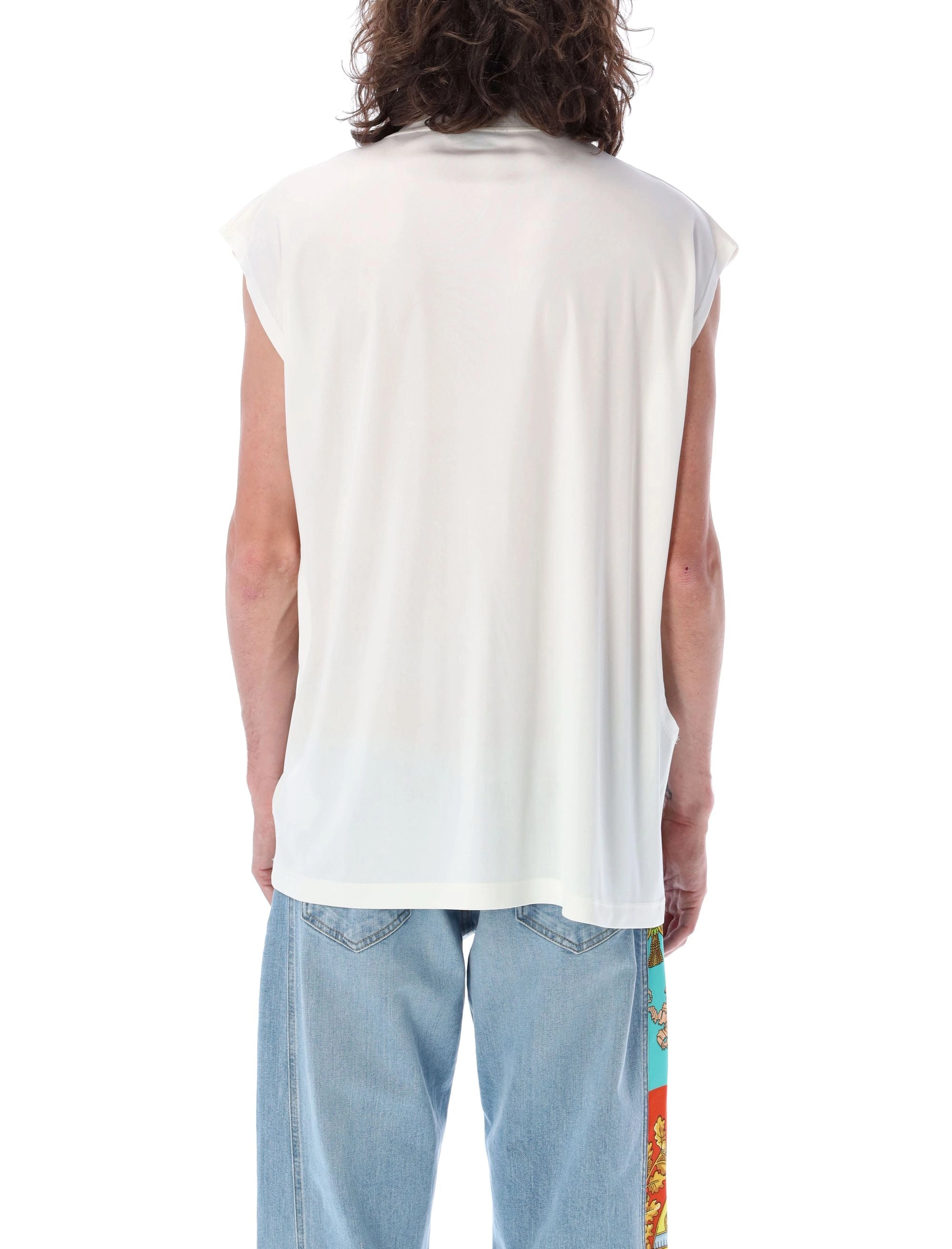 Versace Logo Printed Sleeveless Crewneck T-Shirt