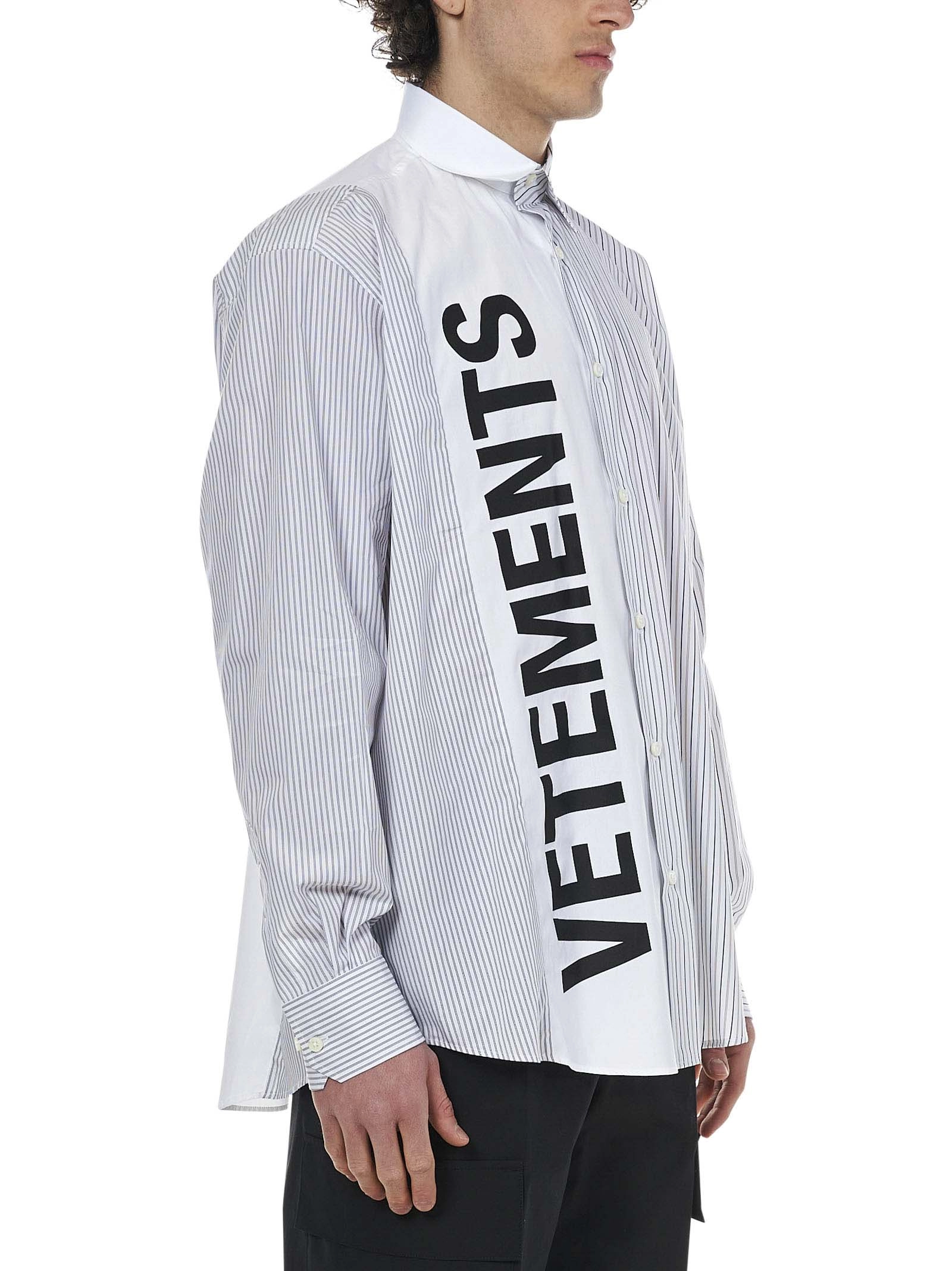Vetements Logo Printed Striped Shirt