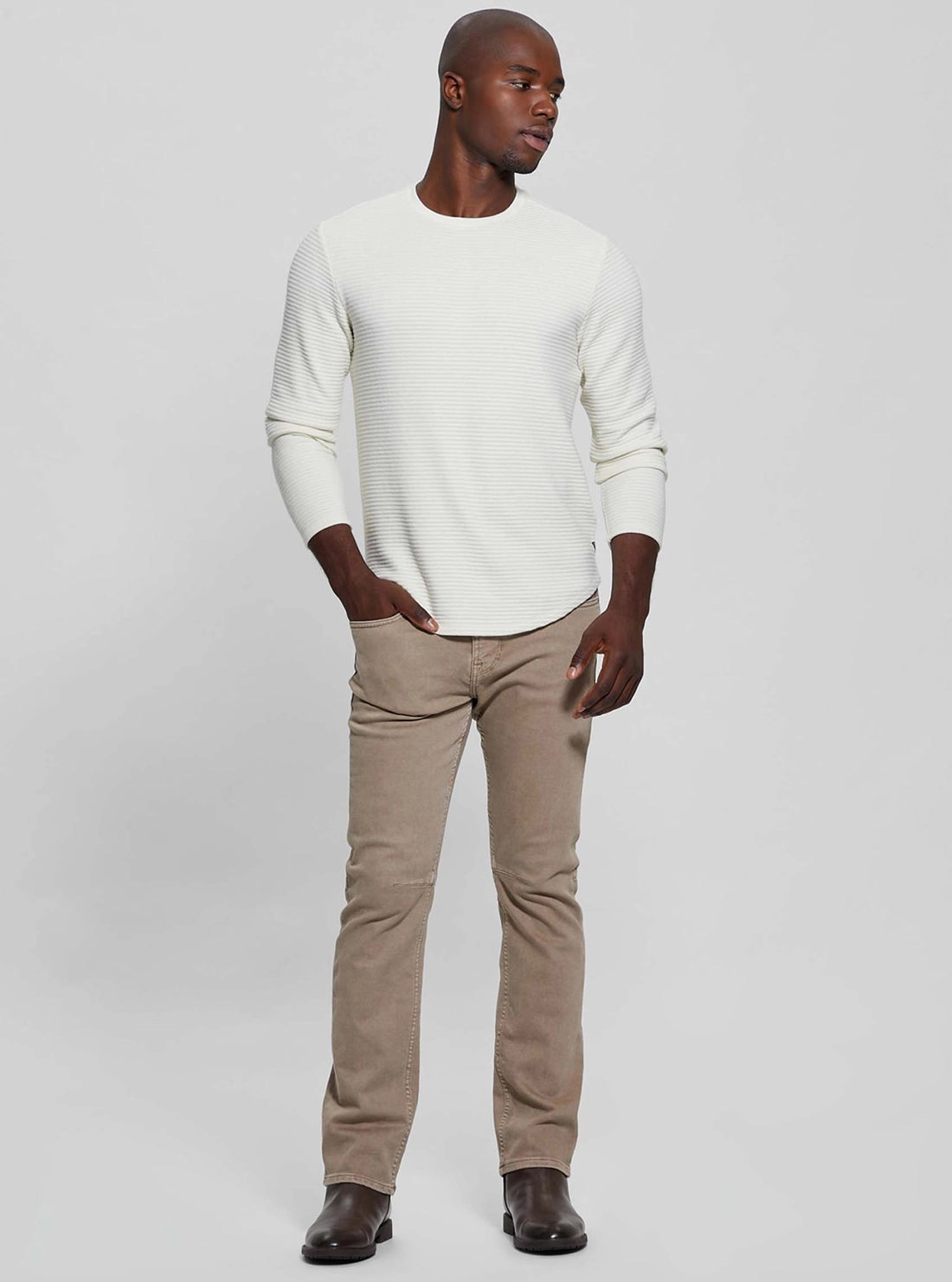 White Hudson Linear Knit Jumper