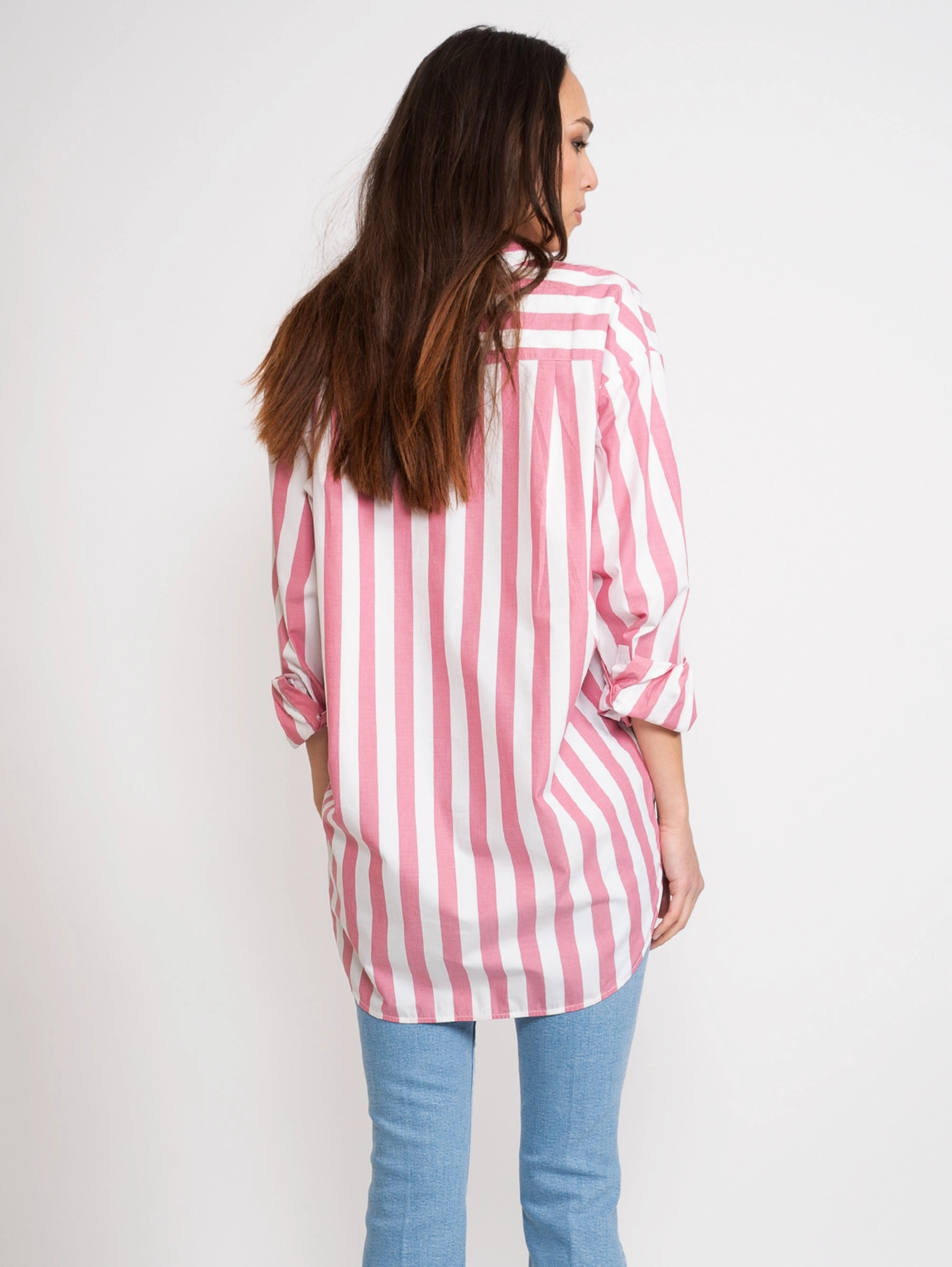 White / Pink Striped Shirt