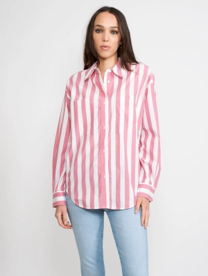 White / Pink Striped Shirt