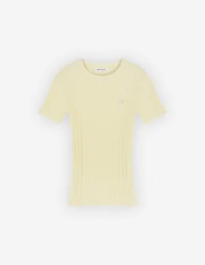 Women's Baby Fox Patch Cropped Sleeve Ribbed Jumper Lemonade