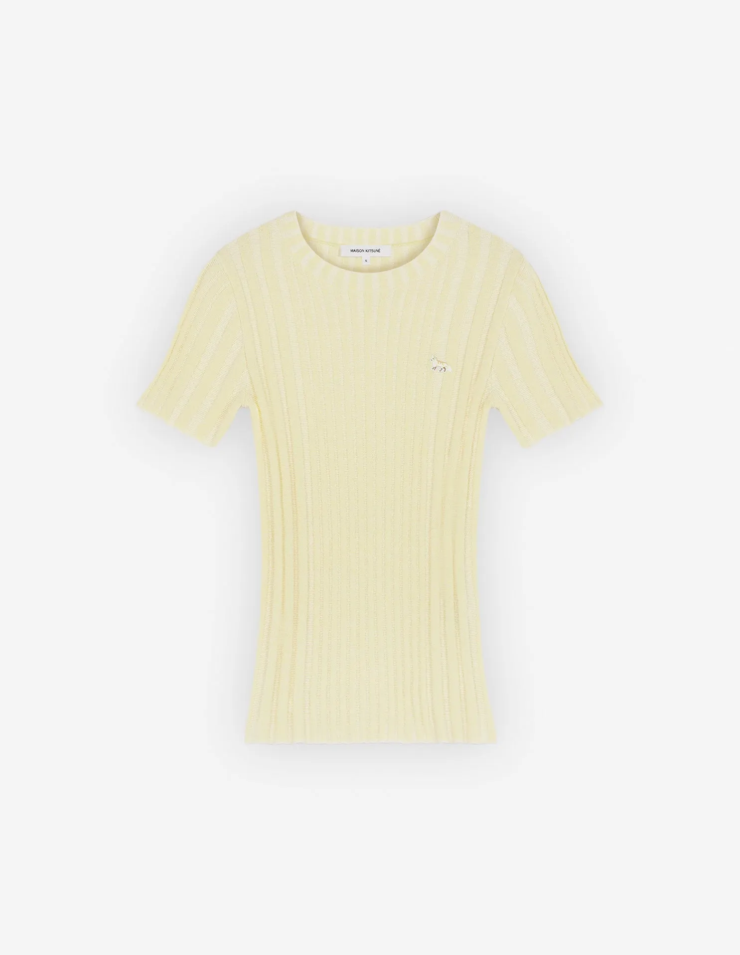 Women's Baby Fox Patch Cropped Sleeve Ribbed Jumper Lemonade