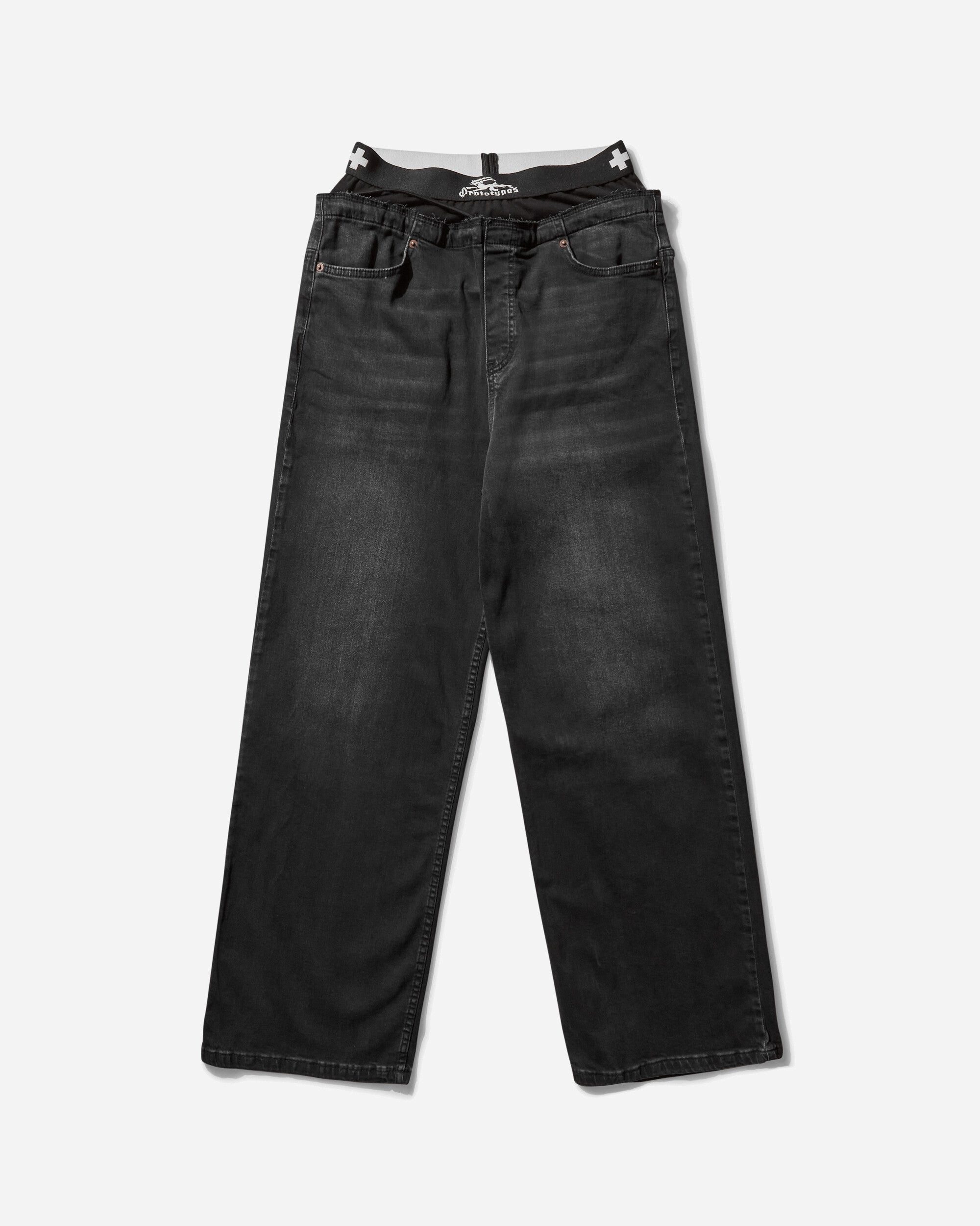 Women's Waistband Denim Pants Black
