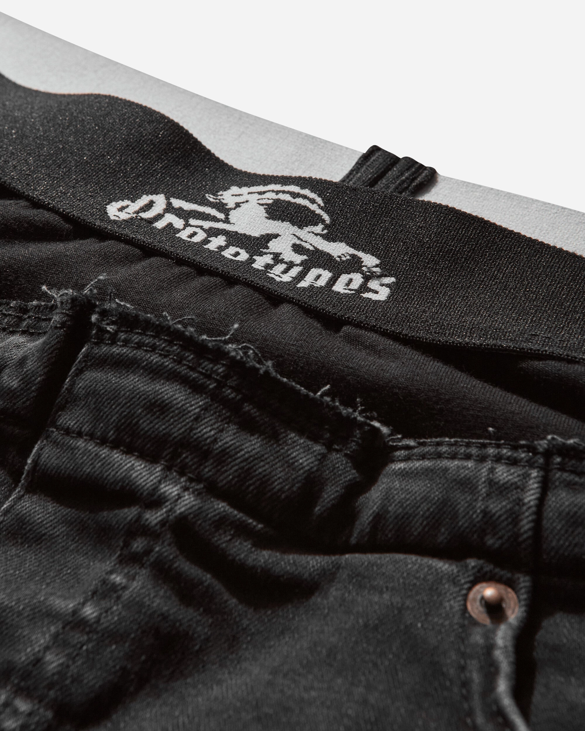 Women's Waistband Denim Pants Black