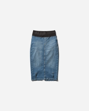 Women's Waistband Denim Pencil Blue