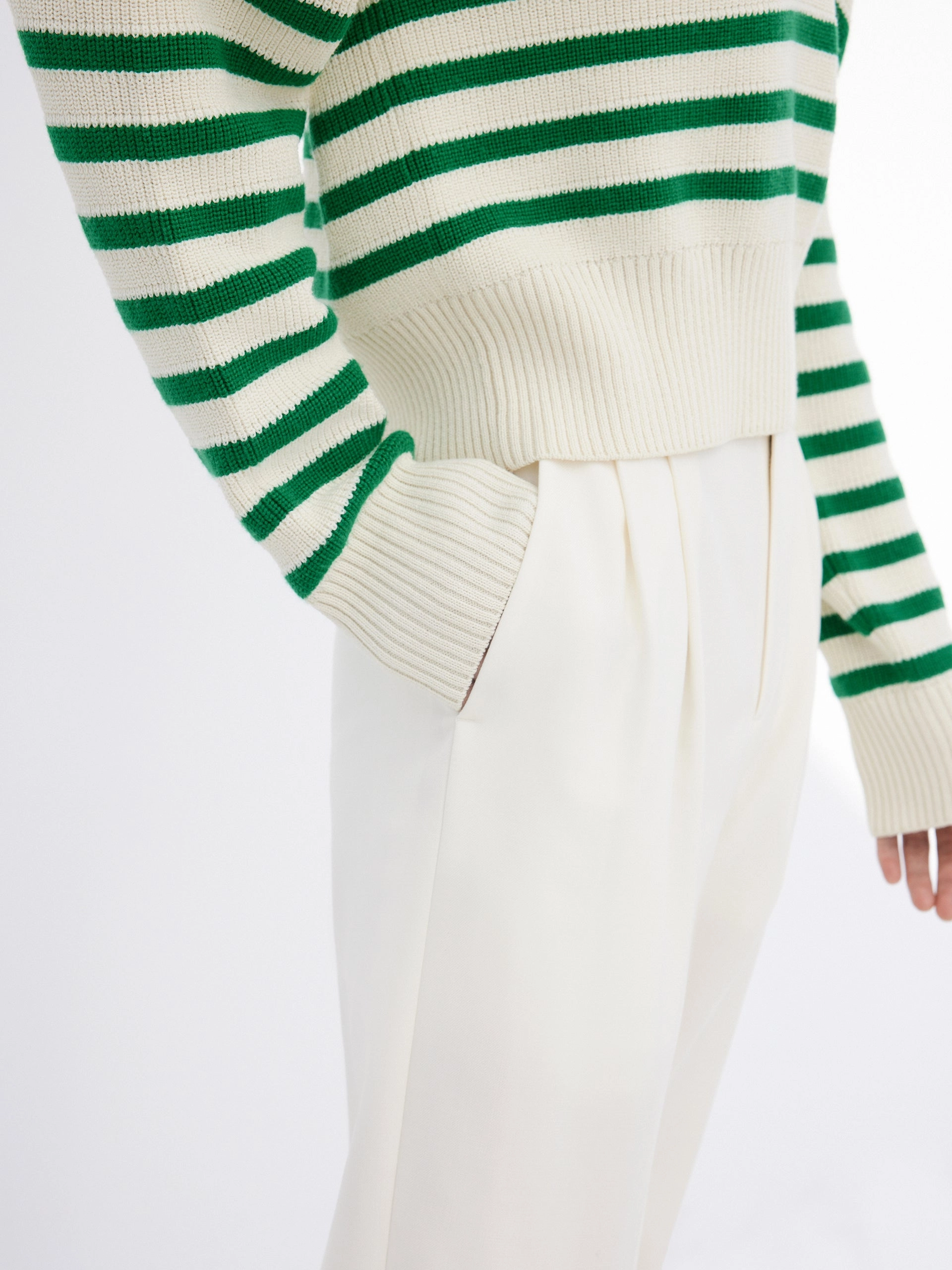 Wool Blend Striped Knit Top