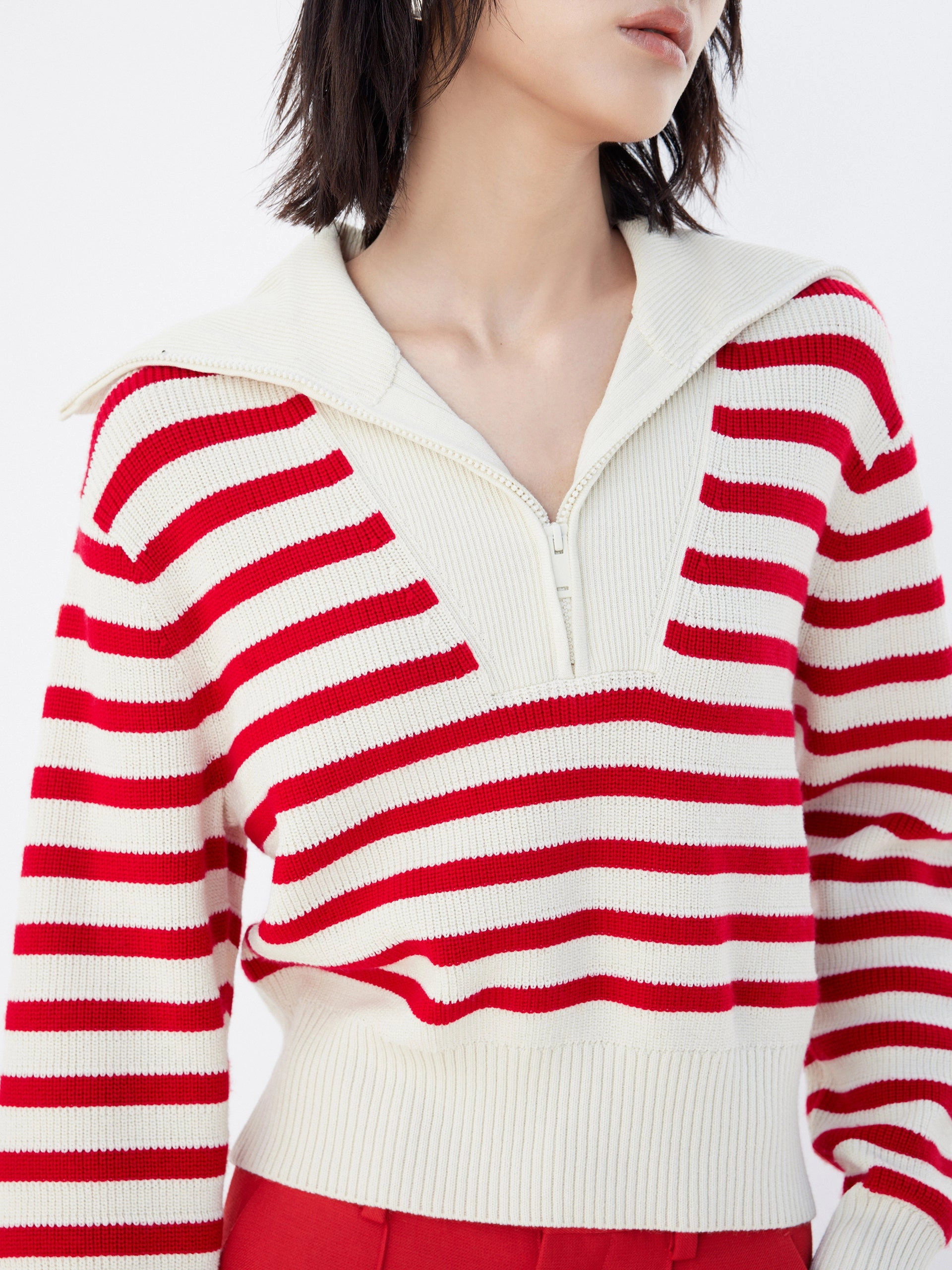 Wool Blend Striped Knit Top