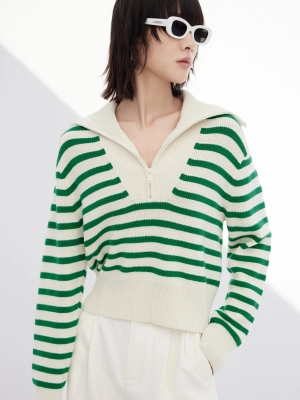 Wool Blend Striped Knit Top