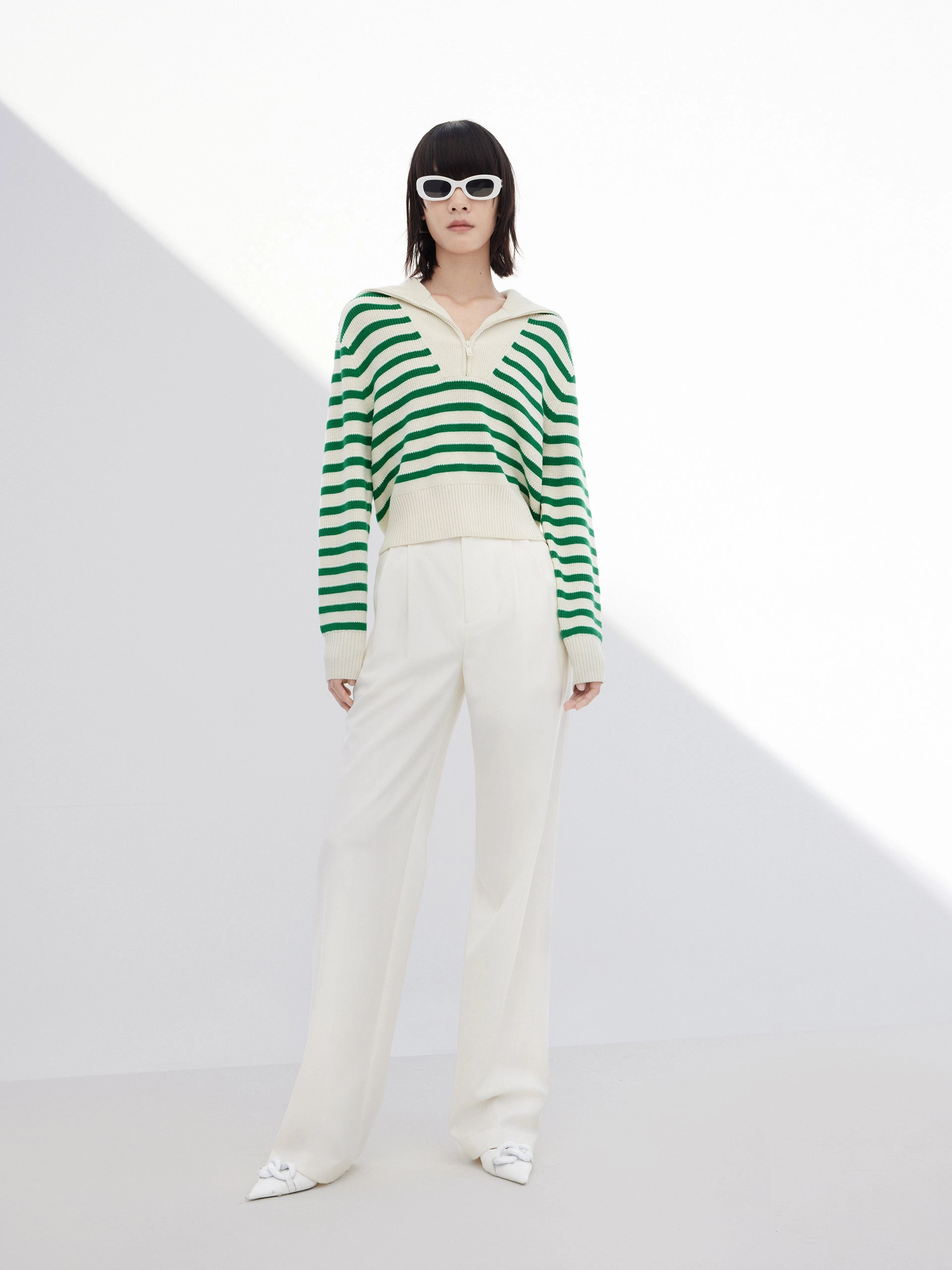 Wool Blend Striped Knit Top