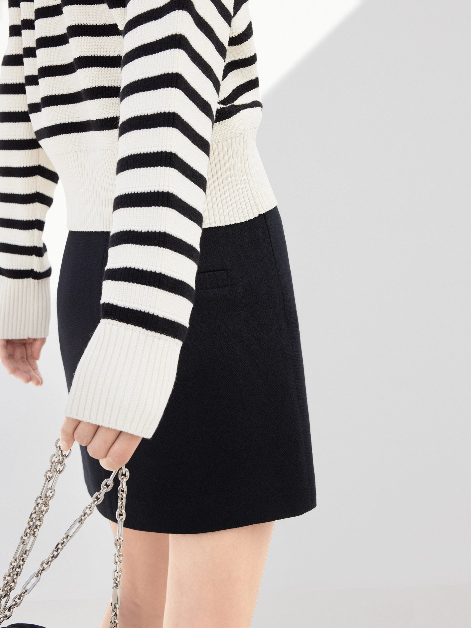 Wool Blend Striped Knit Top