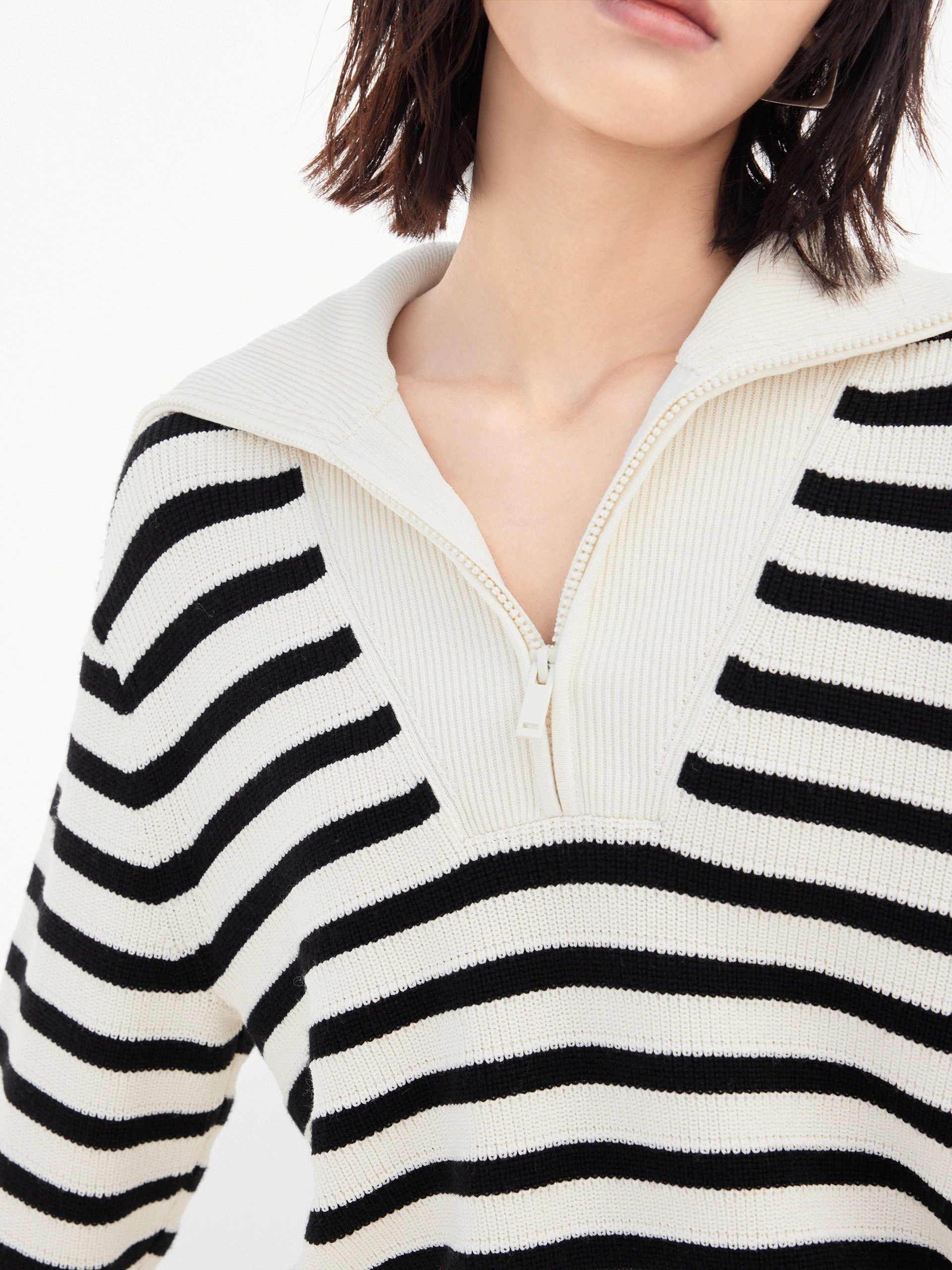 Wool Blend Striped Knit Top