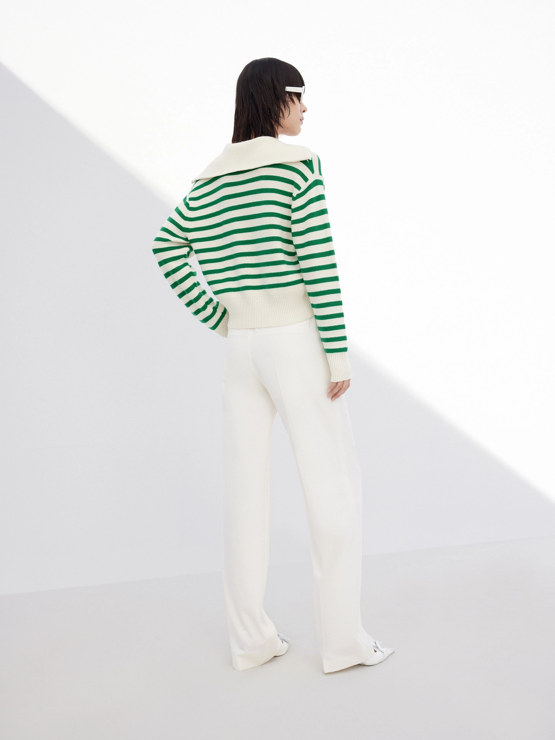 Wool Blend Striped Knit Top