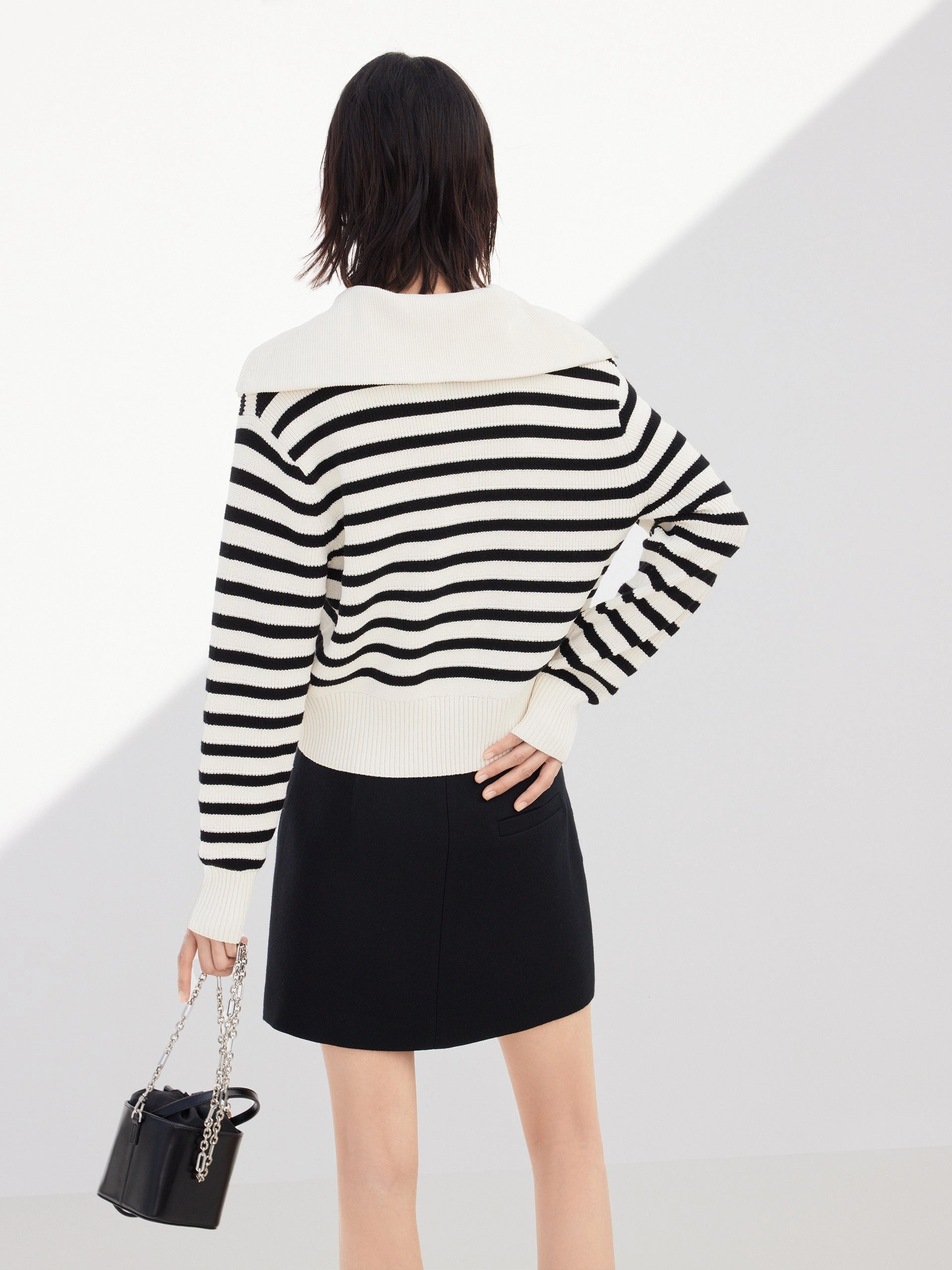 Wool Blend Striped Knit Top