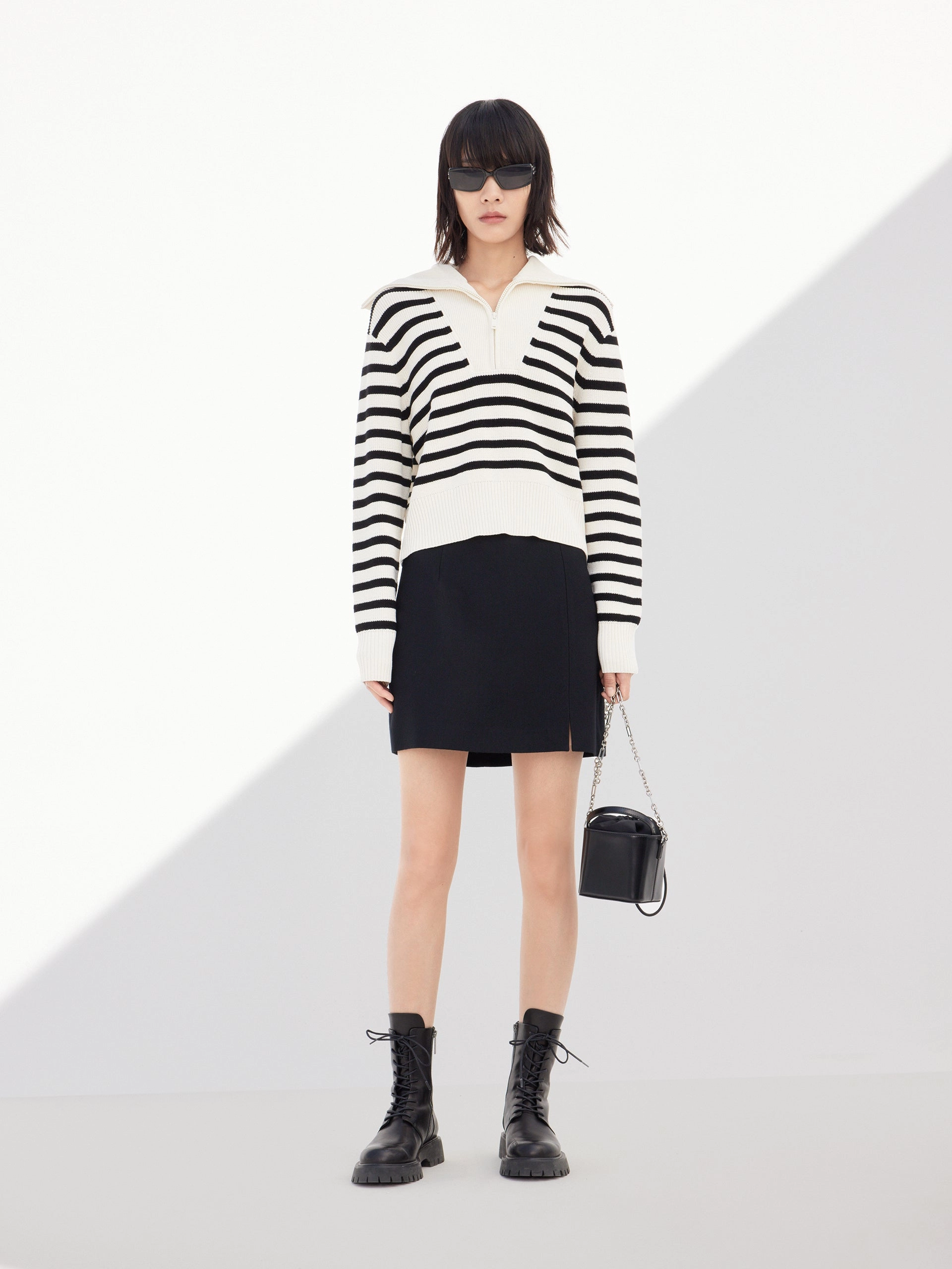 Wool Blend Striped Knit Top