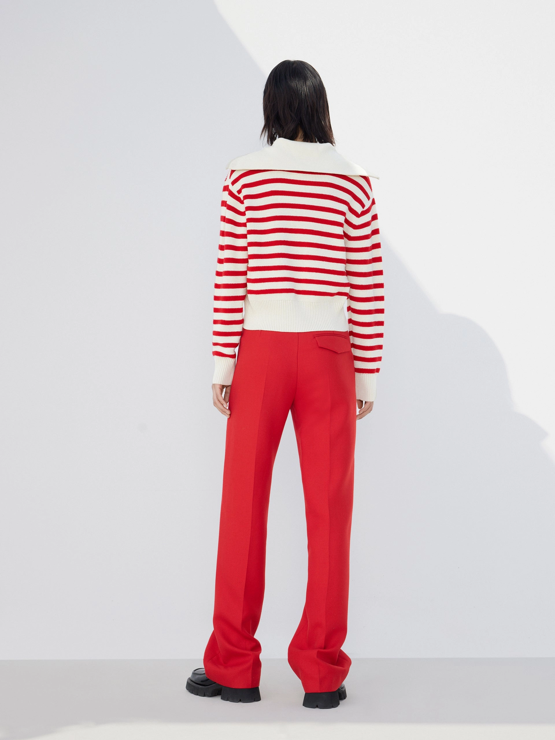 Wool Blend Striped Knit Top