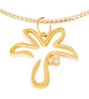 Yellow 14K Gold "Royal Palm" Pendant with 3 Diamond Coconuts